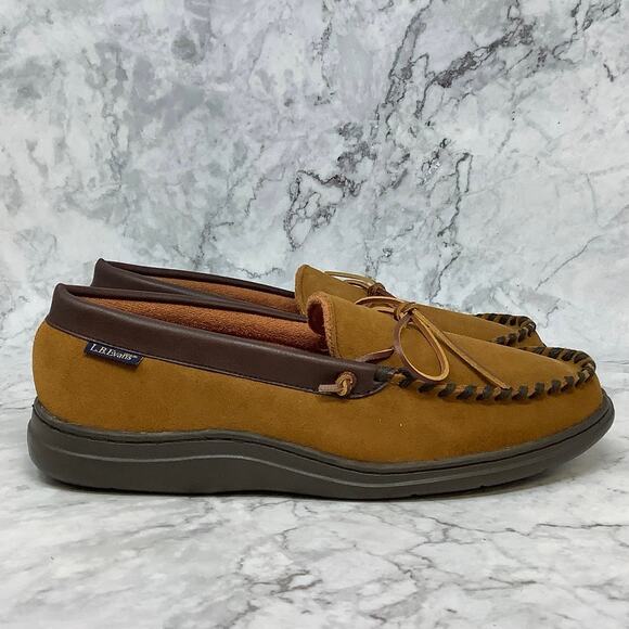 L.B. Evans Tan Suede Moccasin Slippers - Picture 3 of 10